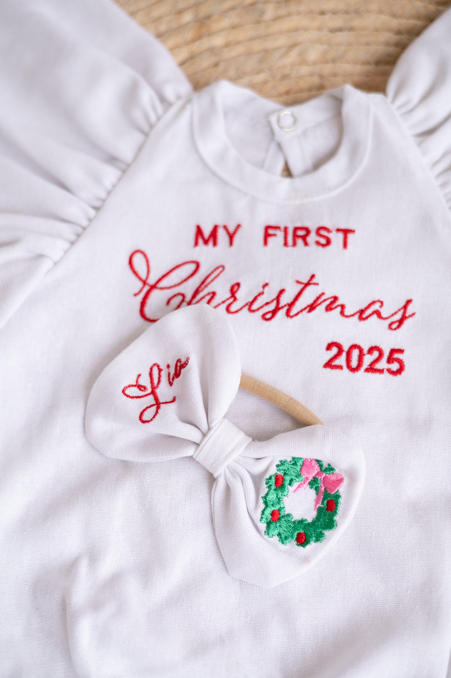 Swan romper with personalised embroidery