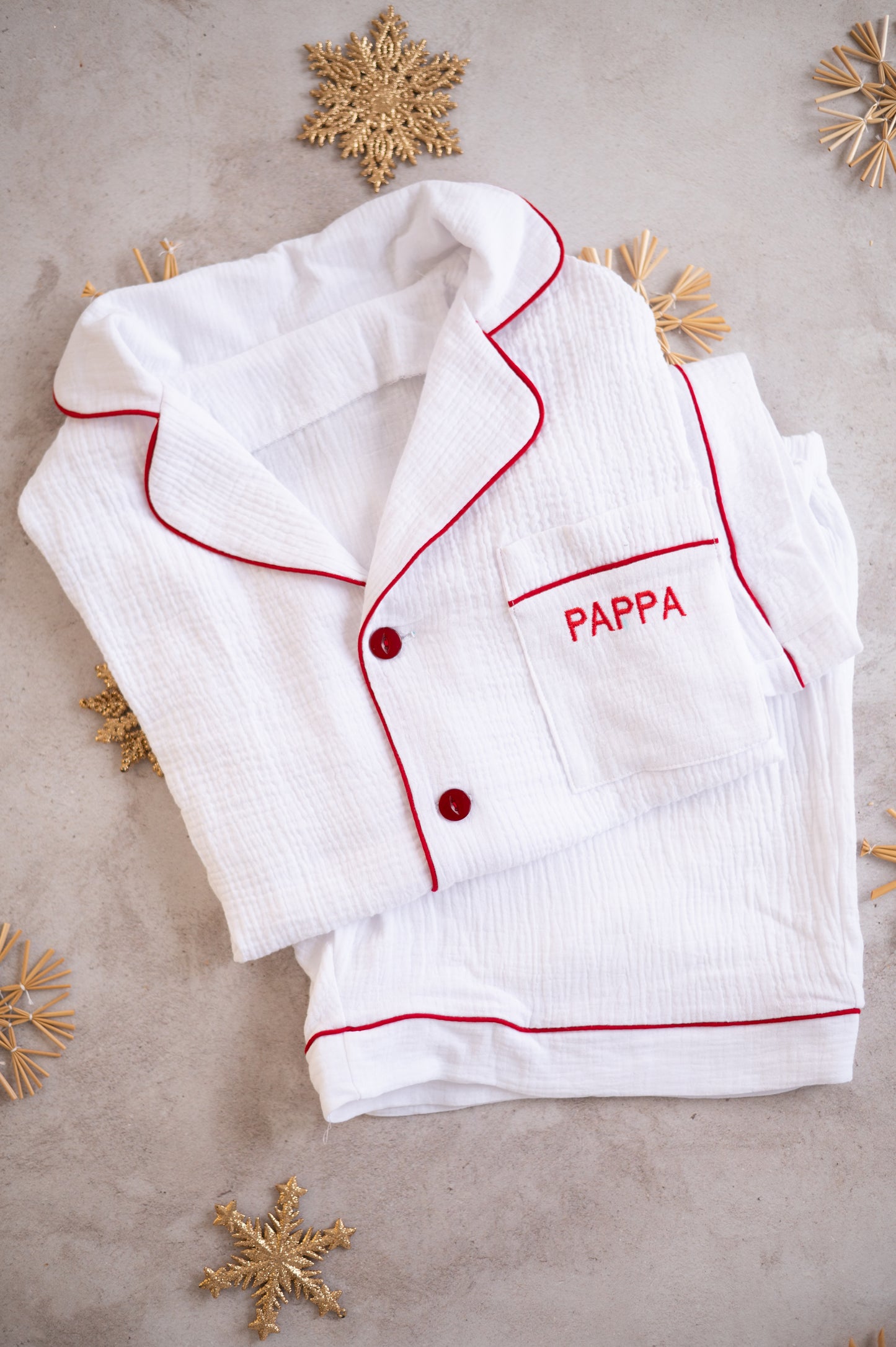 Men's Matching Christmas PJs- Muslin set with personalisation
