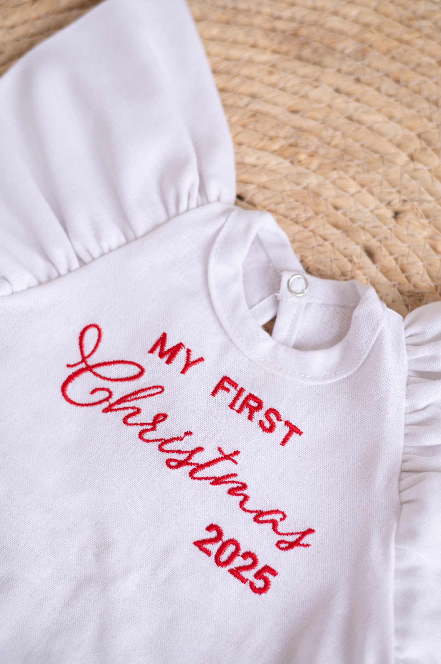 Swan romper with personalised embroidery