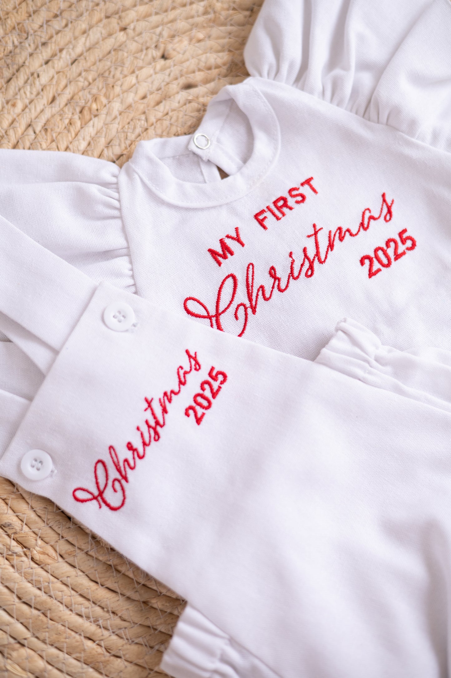 Swan romper with personalised embroidery