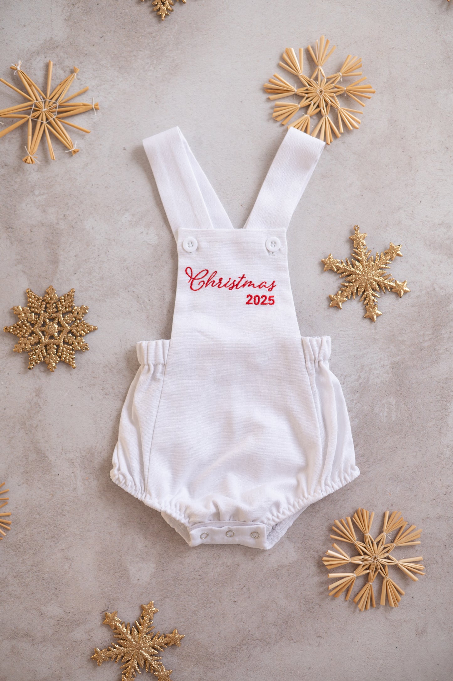 Classic Christmas romper with personalised embroidery