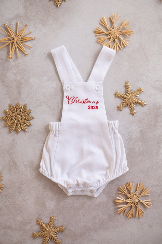 Classic Christmas romper with personalised embroidery