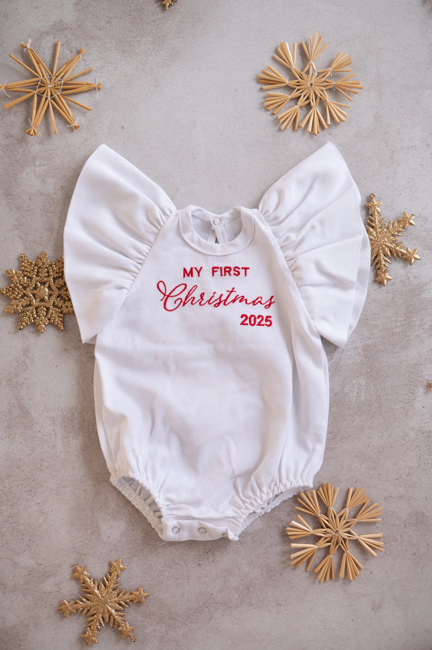 Swan romper with personalised embroidery