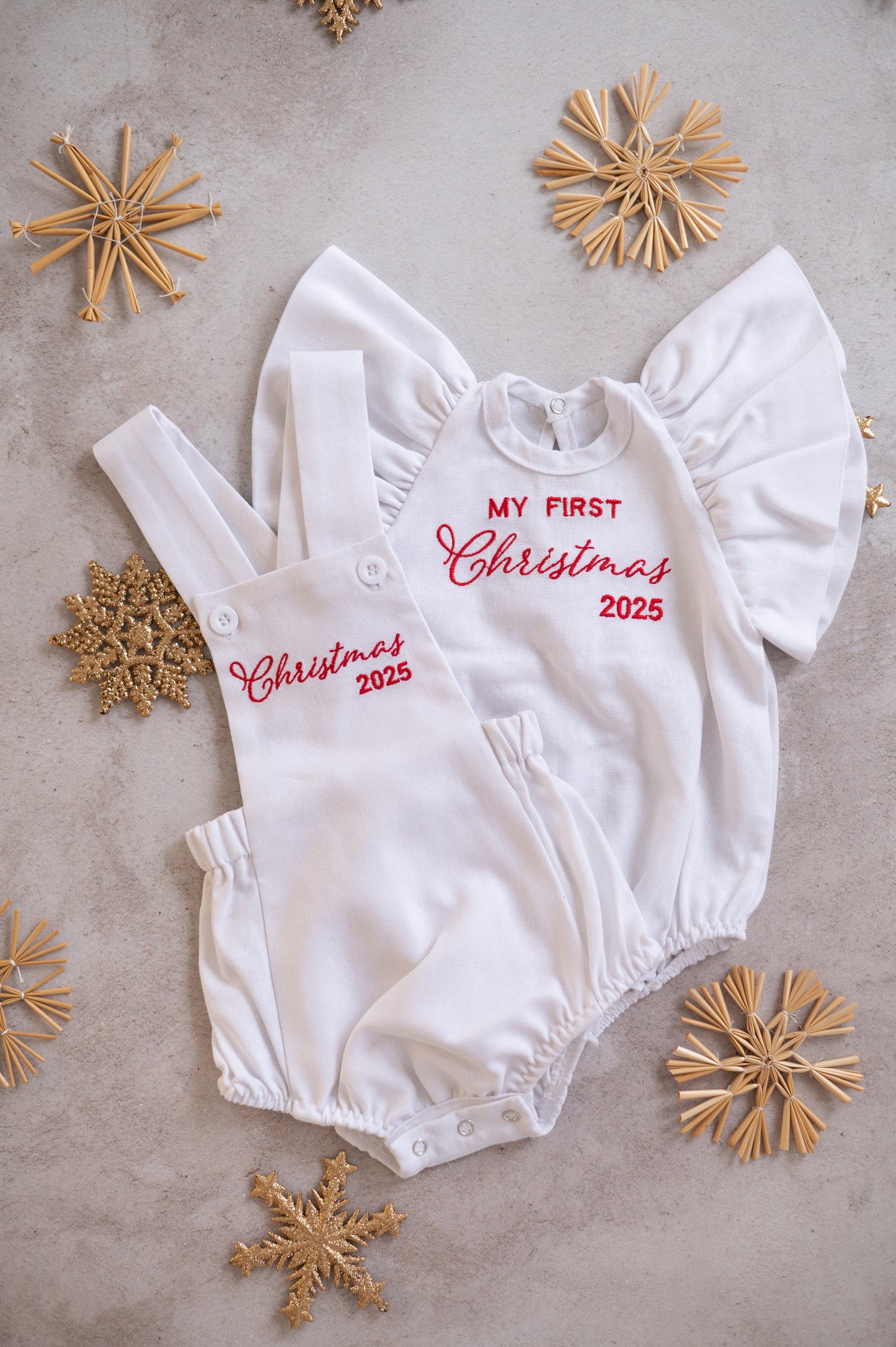 Classic Christmas romper with personalised embroidery