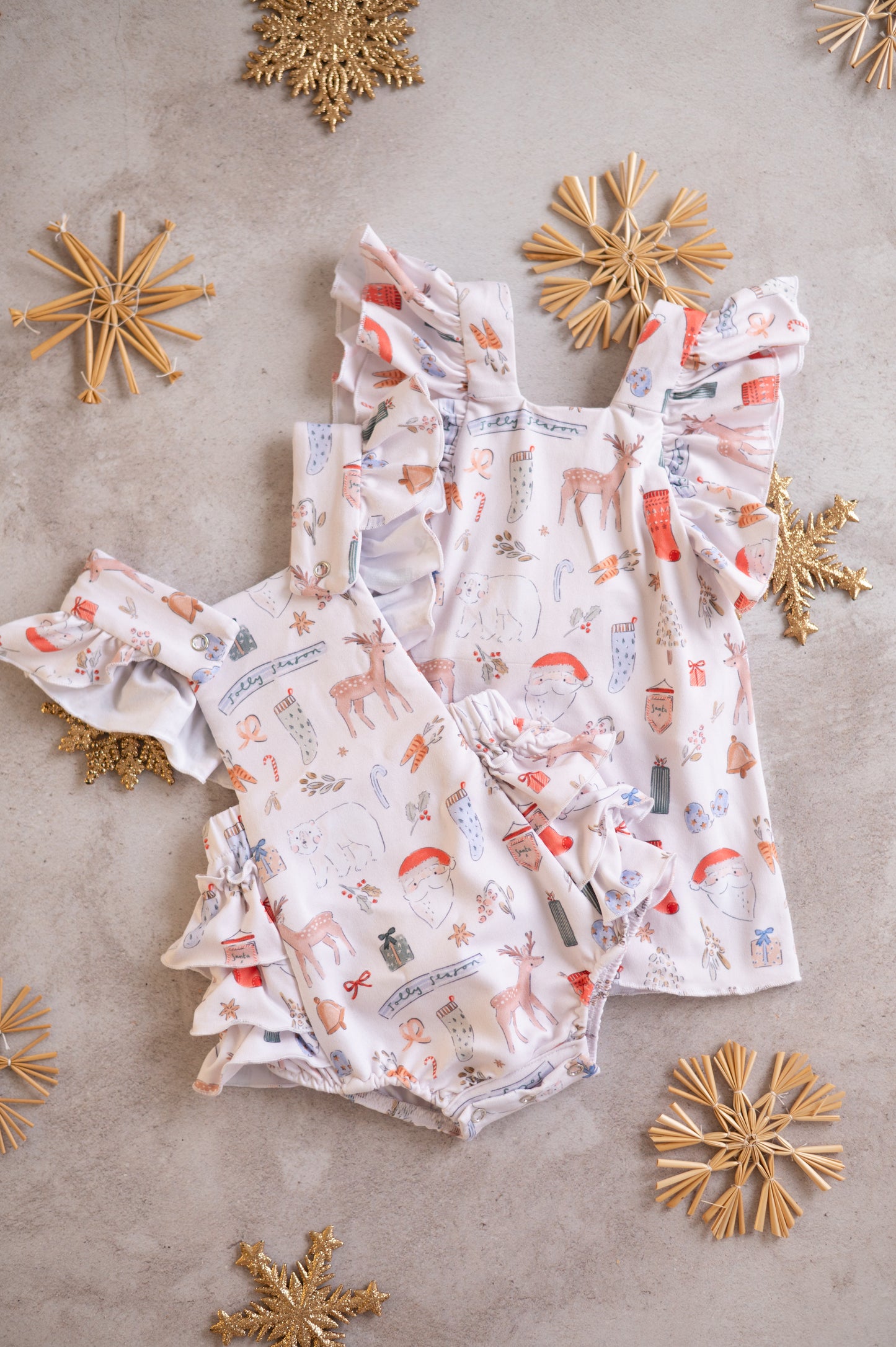 Frilly Christmas romper- Jolly Season