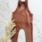 Overall Romper- Ribbed Chocolate