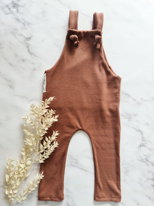 Overall Romper- Ribbed Chocolate