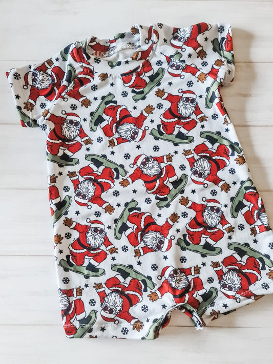 Christmas Romper- Skating Santa