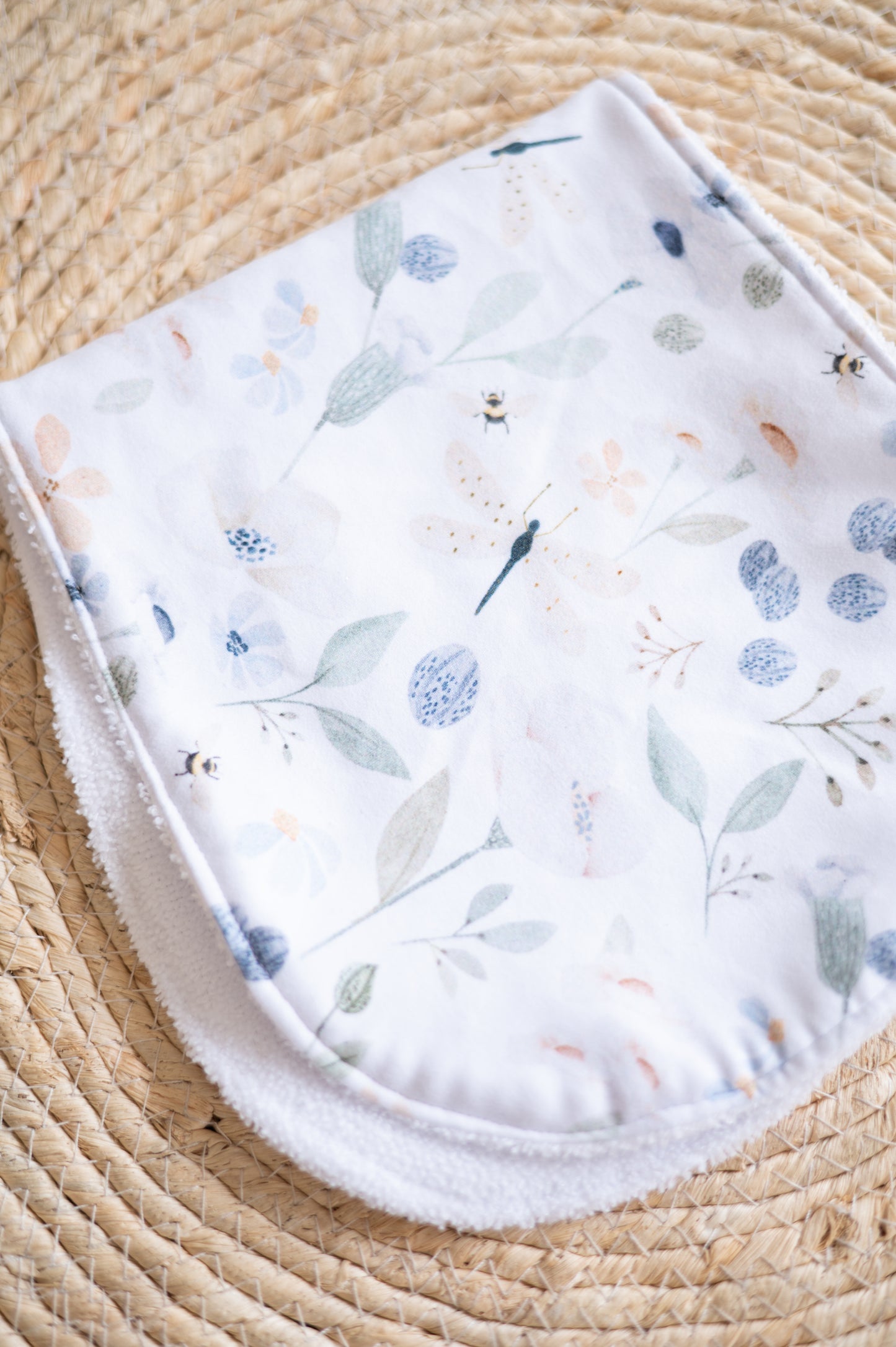 Burp Cloth- Dragonfly and Flowers