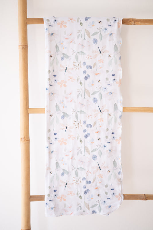 Swaddle blanket 2pc set- Dragonflies and Flowers