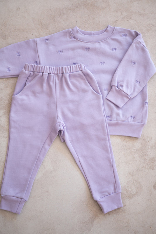 Bow embroidered Sweater and Tracksuit- Lilac