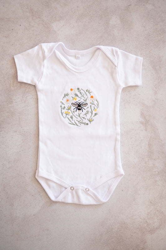 Bees and Wildflowers Embroidered Bodysuit