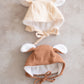 Bear Bonnet Hat- Chocolate Rib
