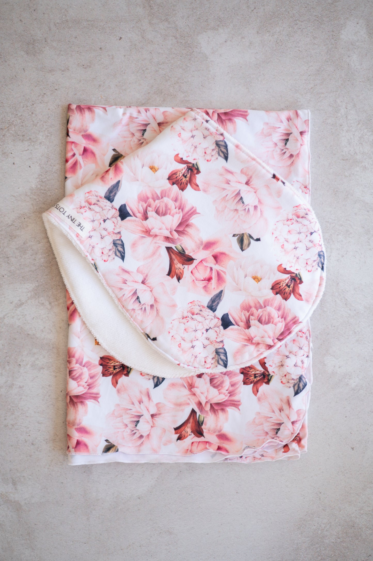 Burp Cloth- Pink and White Peonies (with absorbent toweling)