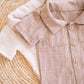 Boys Linen Set-Brown and White Stripes