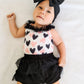 Girls 3 piece set- Black & Pink Hearts