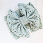 Big Bow Headband- Embroidered Sage