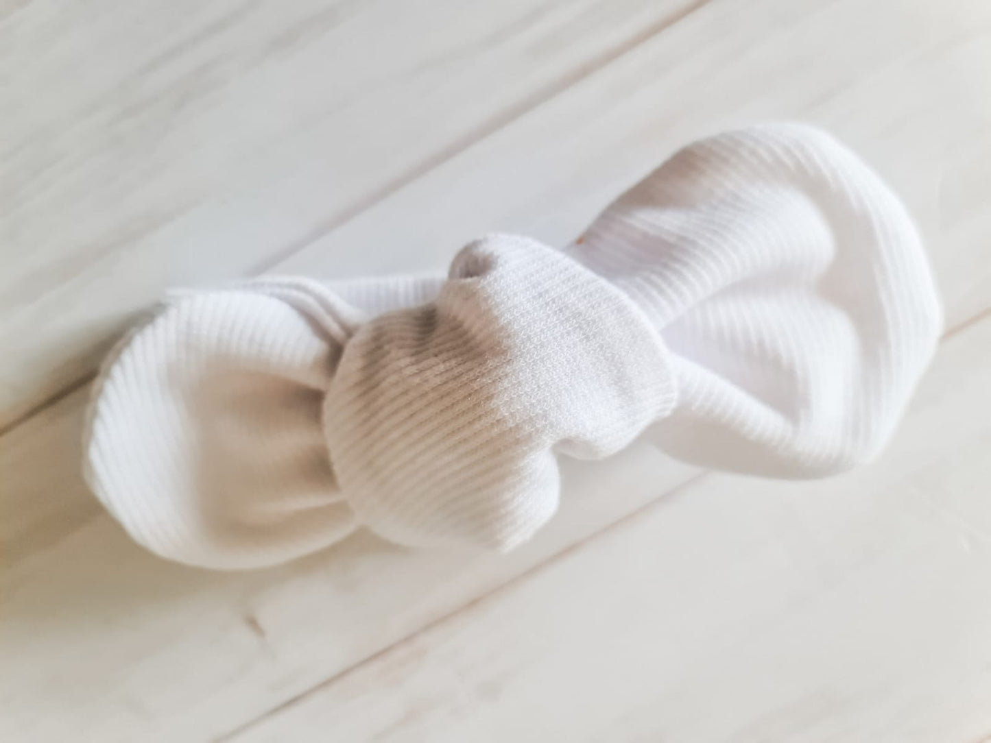 Chunky Tie Knot Headband- White Rib Knit