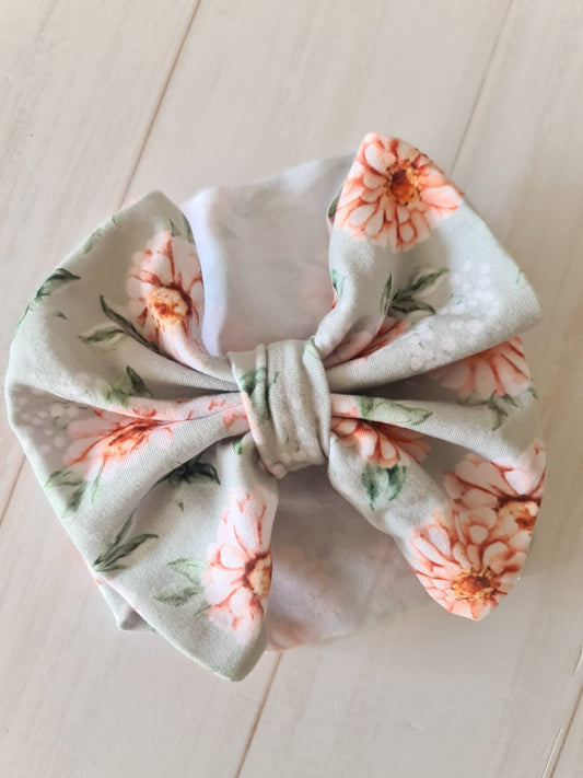 Big Bow Headband- Dahlia Flowers