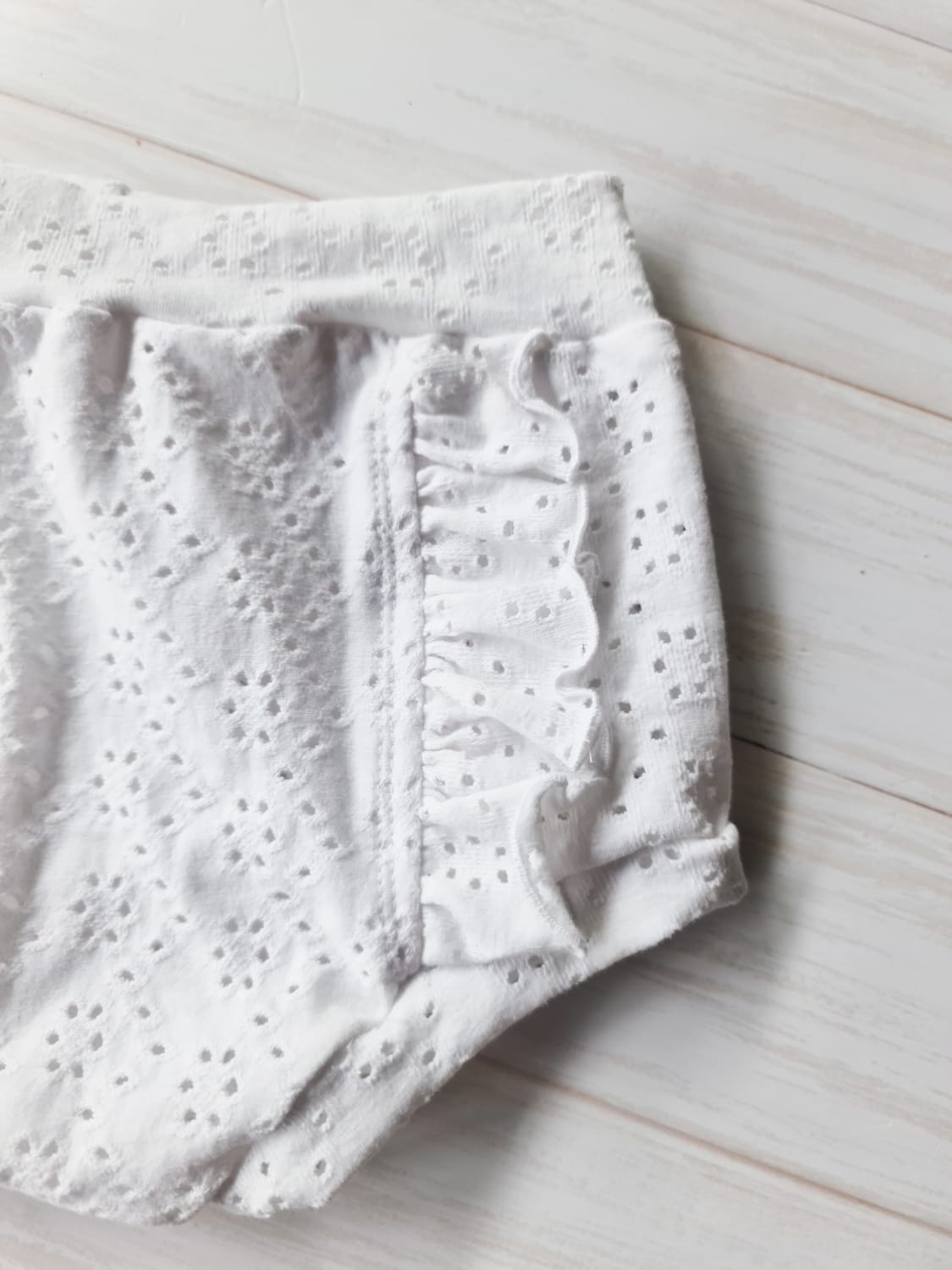 Front Ruffle Bloomers- Embroidered White