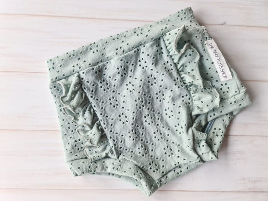 Front Ruffle Bloomers- Embroidered Sage