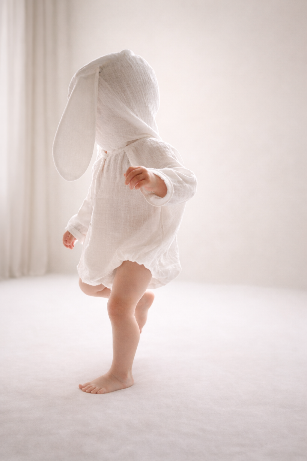 Muslin Bunny Romper- White