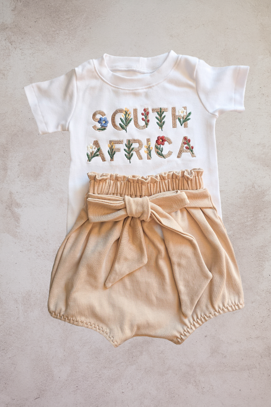 Embroidered South Africa with floral motif T shirt (Only)