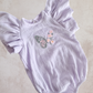Purple Swan romper with Butterfly Embroidery