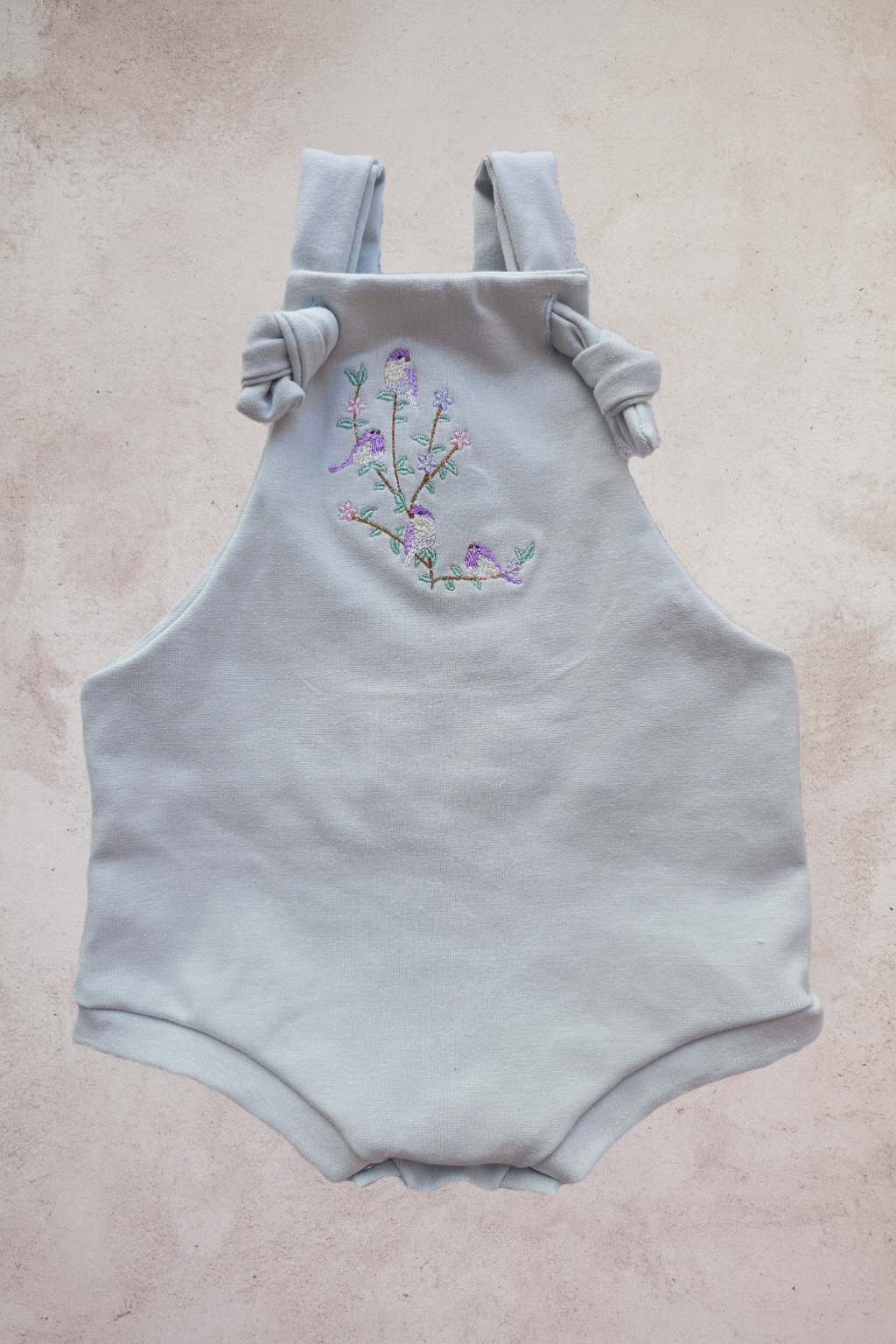 Overall romper with Embroidery detail- Sage