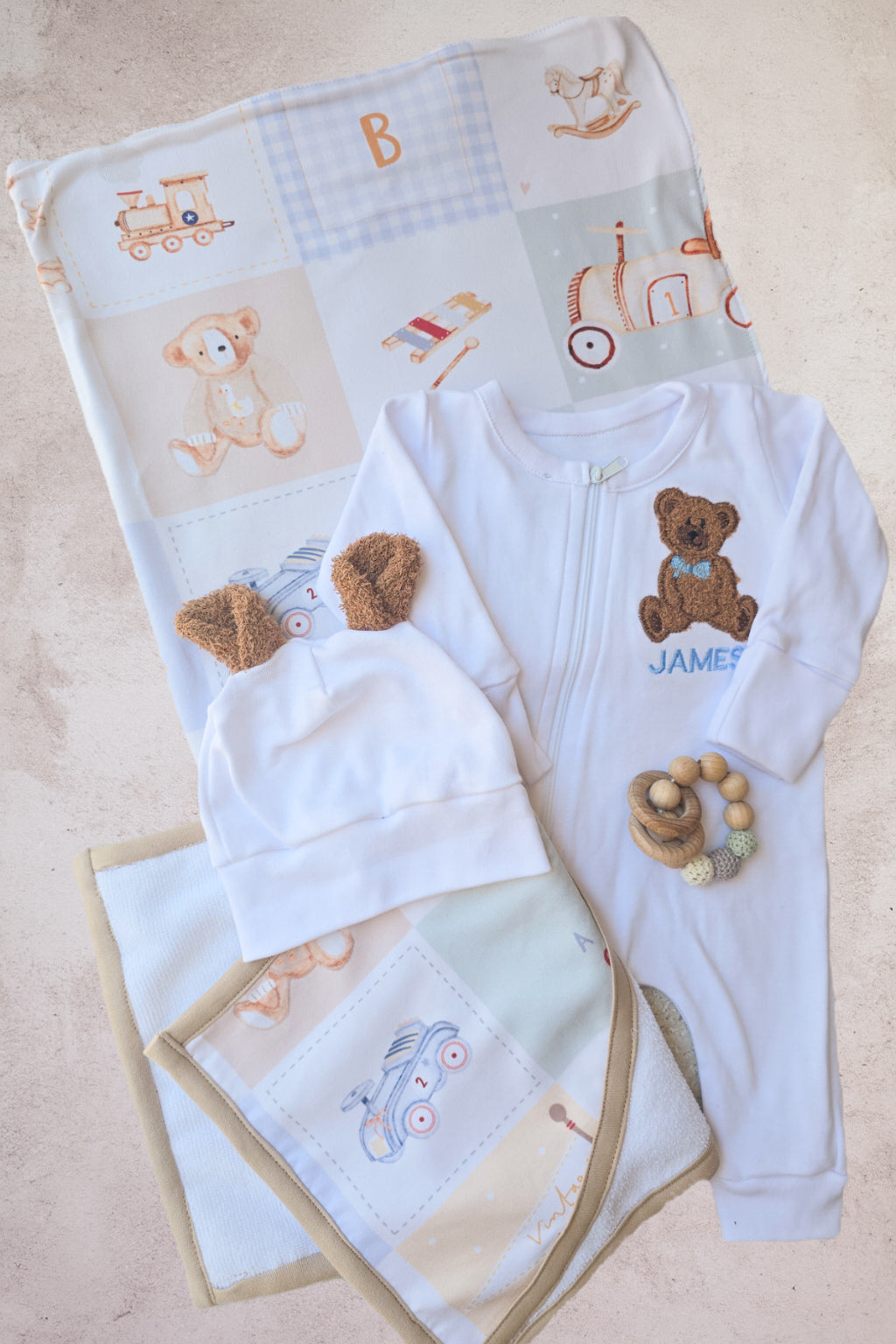 Double layered blanket- Vintage Toys(With personalised embroidery)