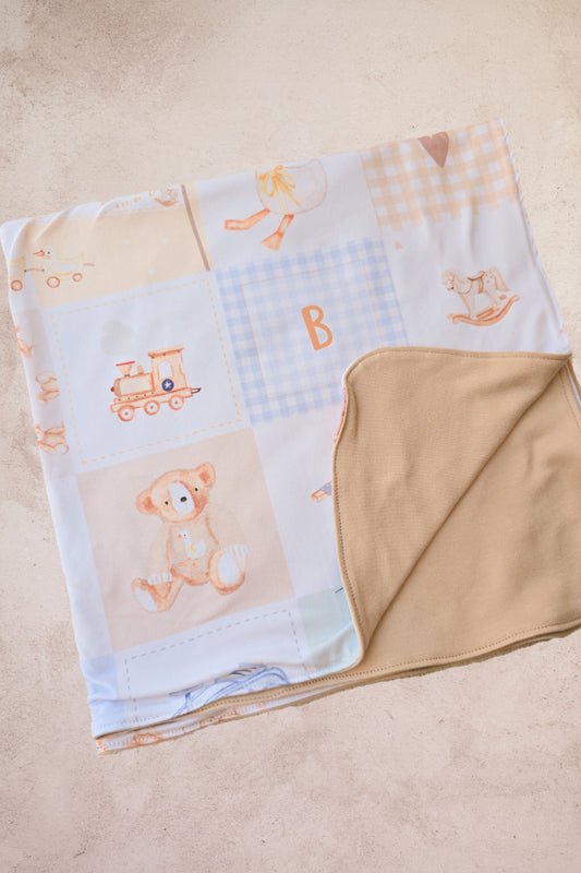 Double layered blanket- Vintage Toys(With personalised embroidery)