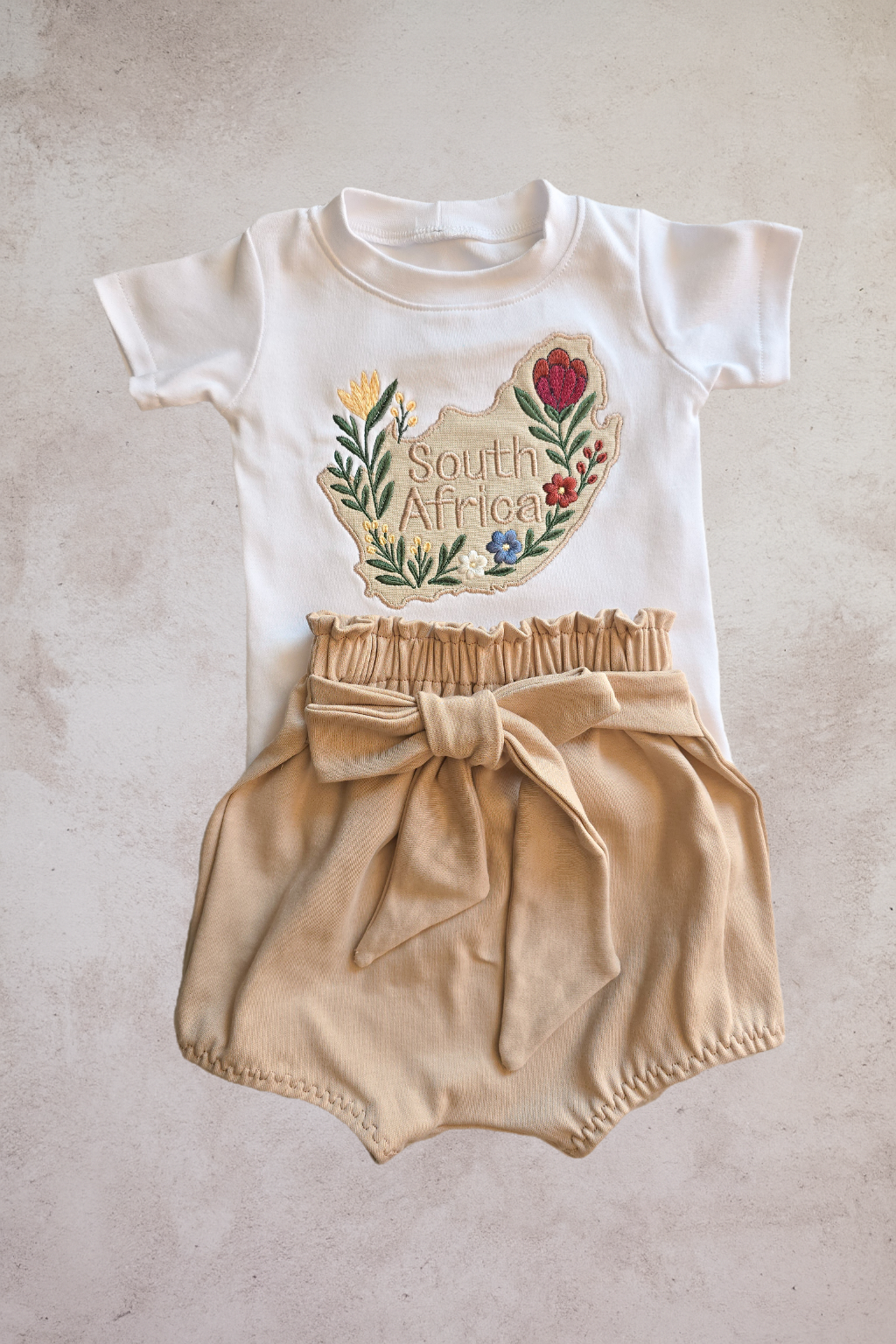 South African Embroidered map with floral motif (T shirt only)