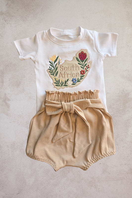 South African Embroidered map with floral motif (T shirt only)