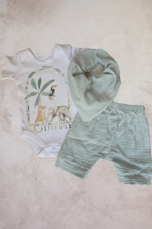 Boys Matching set- Jungle Friends( Sage)