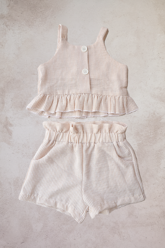 The Chanel Set- Beige and white stripes