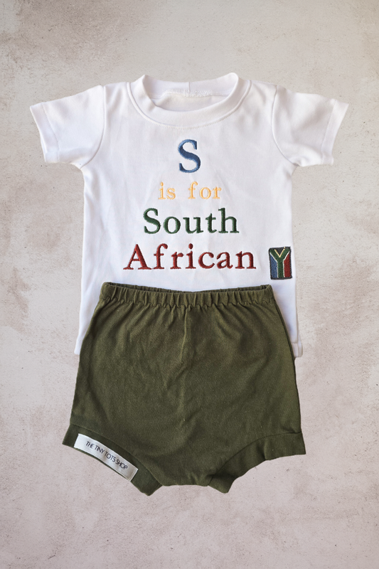 S is for Sout African embroidered T shirt (only) Unisex