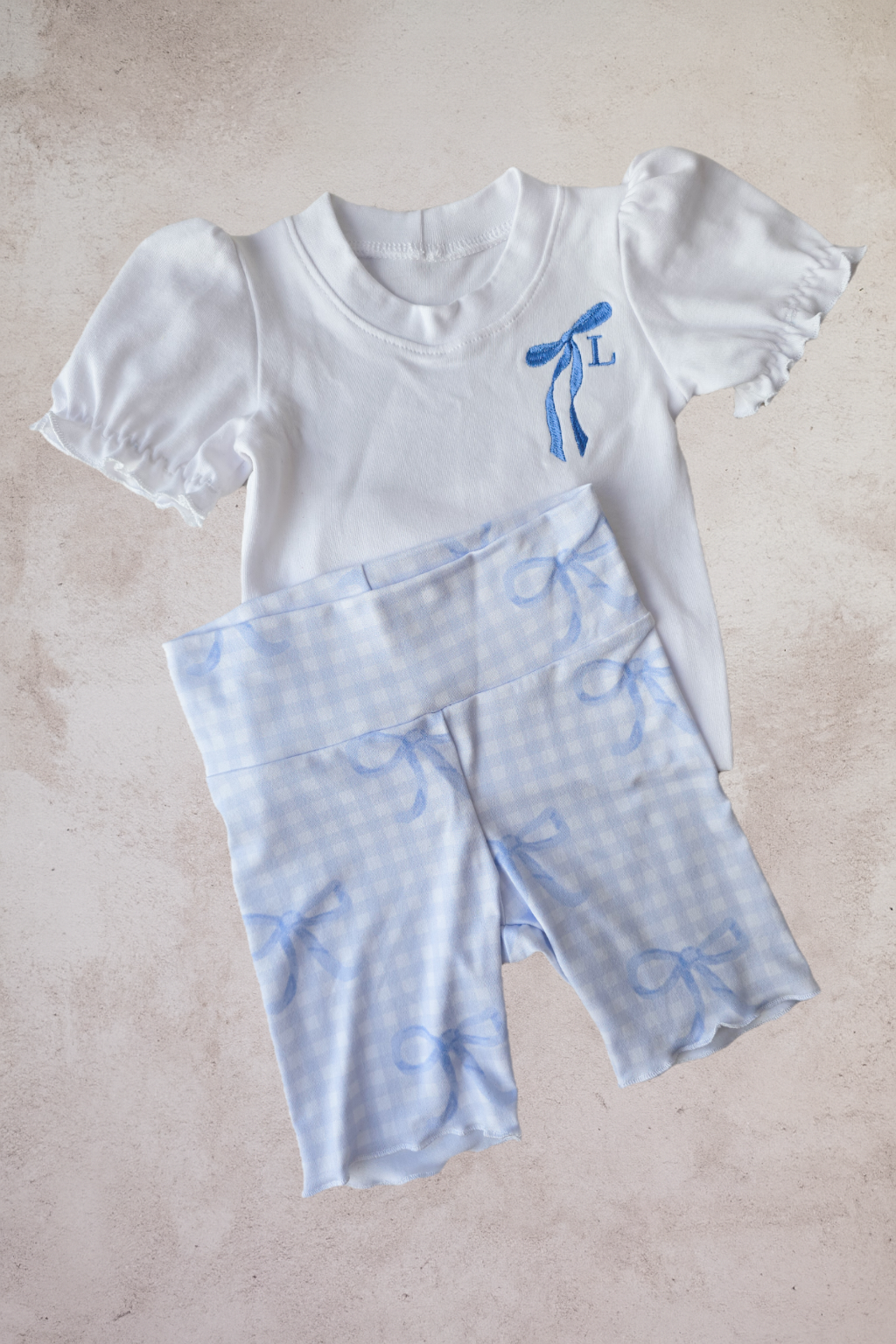 Personalised Blue Bow Set