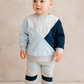 Color Block Tracksuit set- Navy, Light blue and Grey