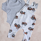 Overall Romper set- Tractors