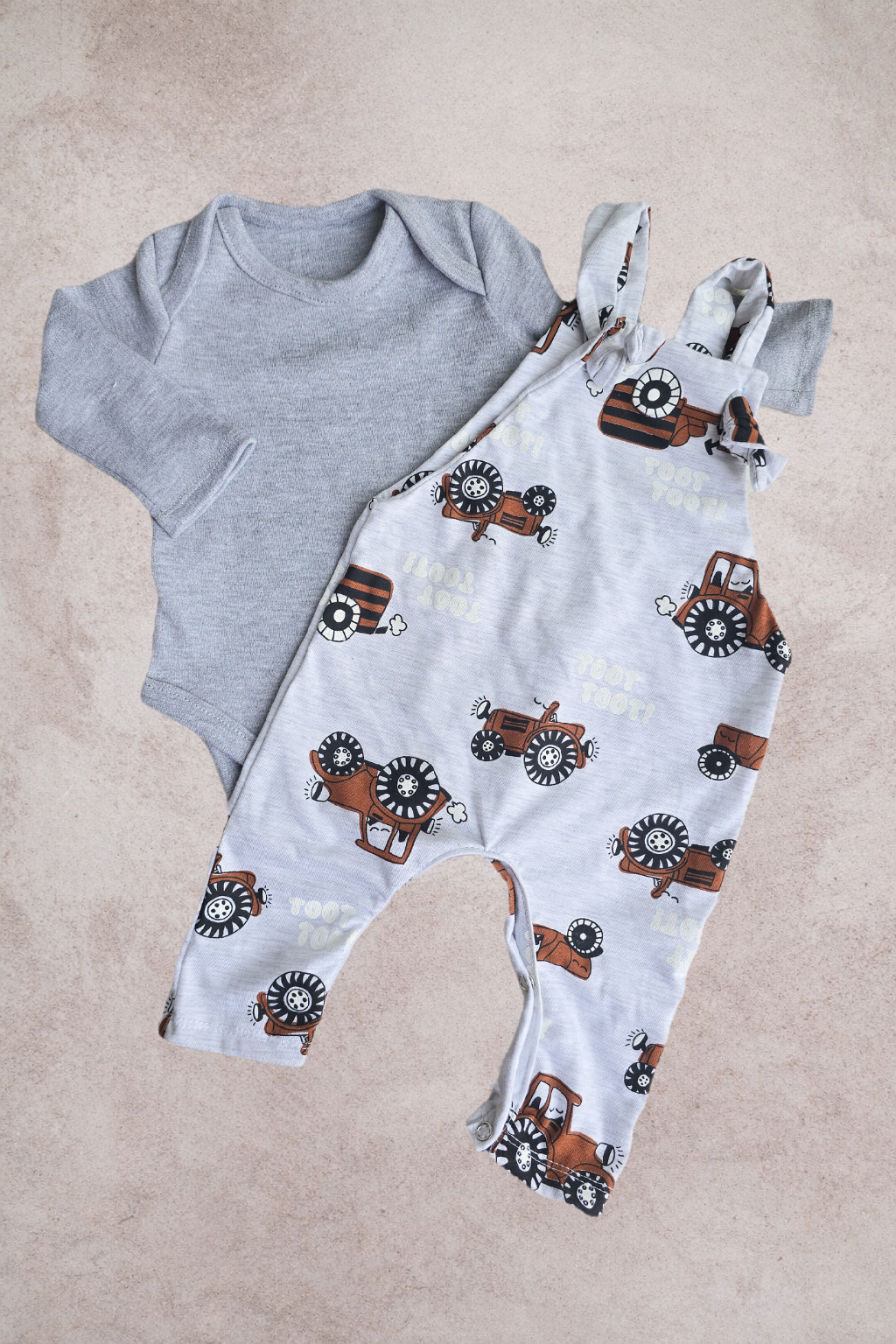 Overall Romper set- Tractors