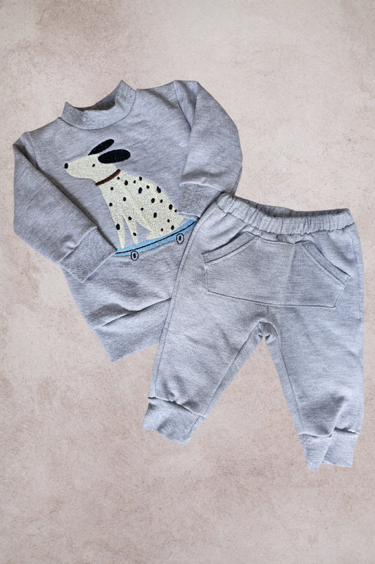 Embroidered Skater Pup Set