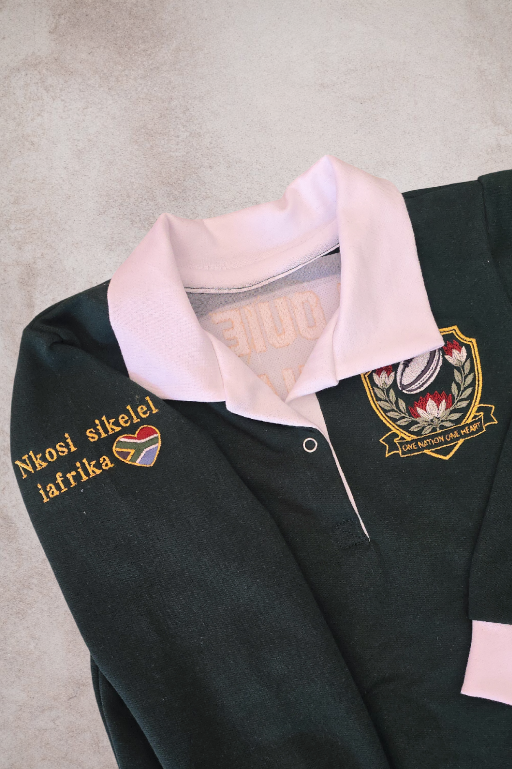 Rugby Jersey- Bottle green/ White (No personalisation)