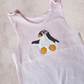 Short Romper- Pink Penguin applique