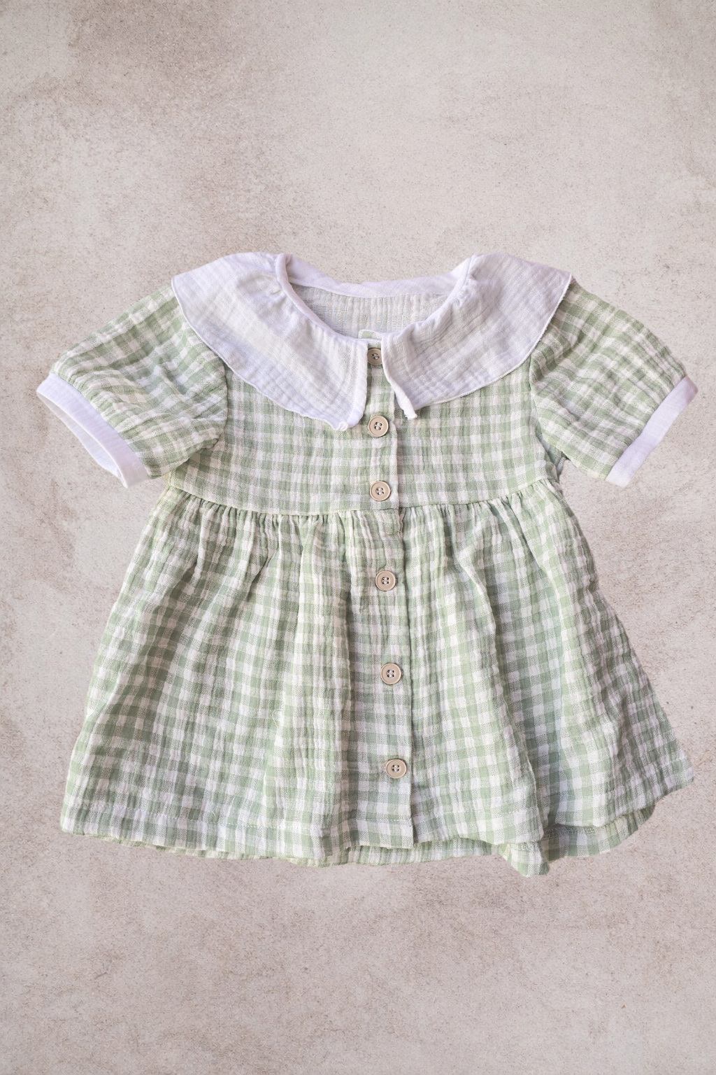Sage Gingham Pinafore Dress