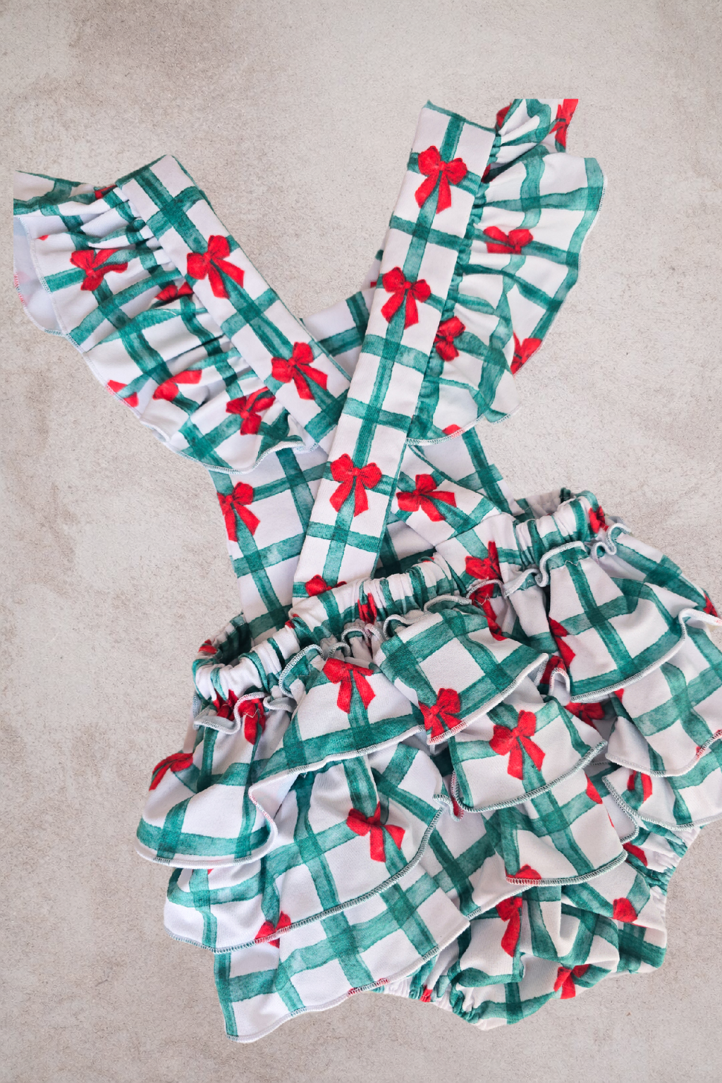 Frilly Christmas Romper- Christmas Plaids