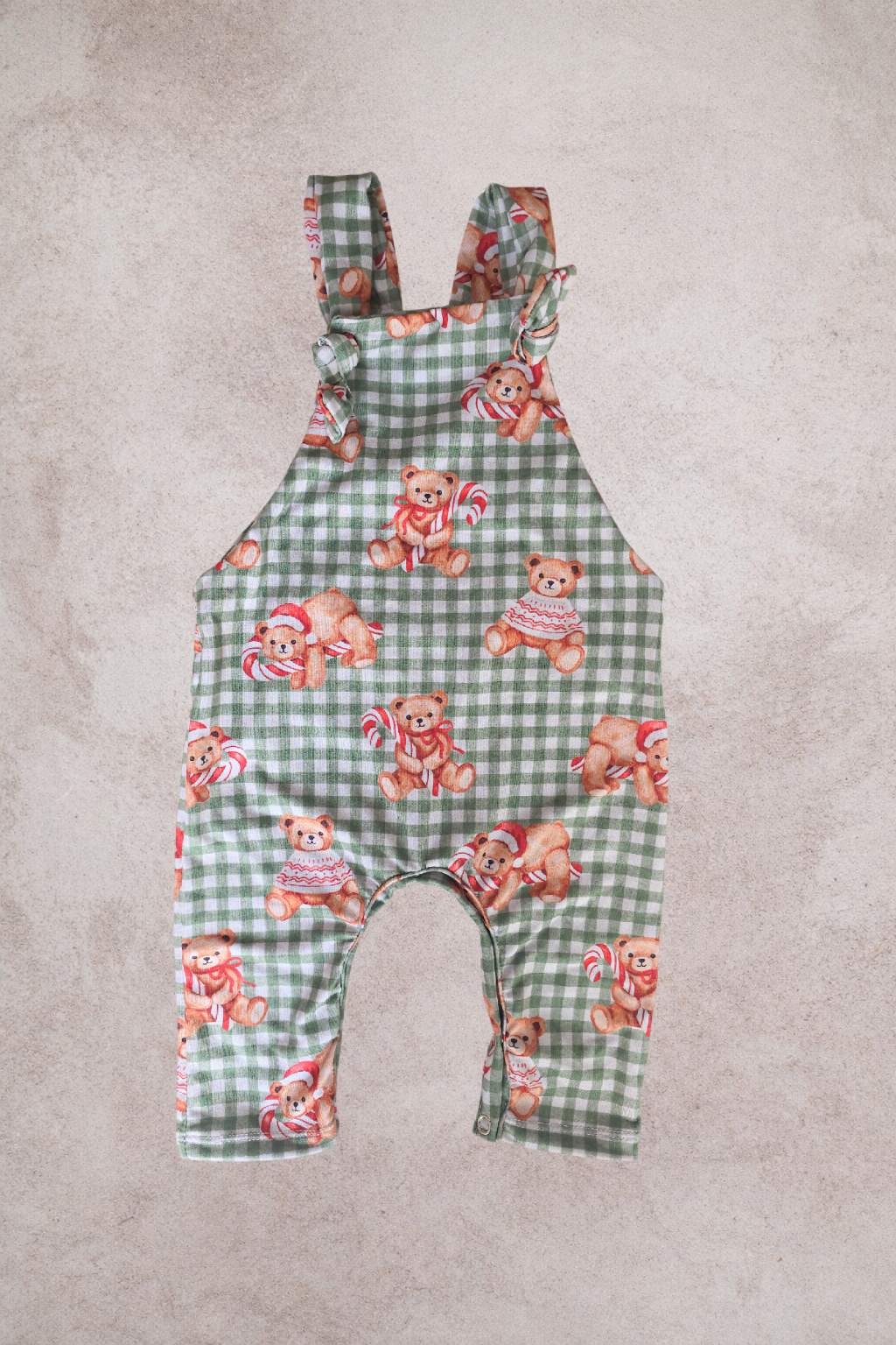 Overall Christmas Romper- Teddies