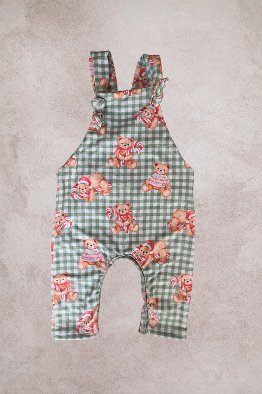 Overall Christmas Romper- Teddies