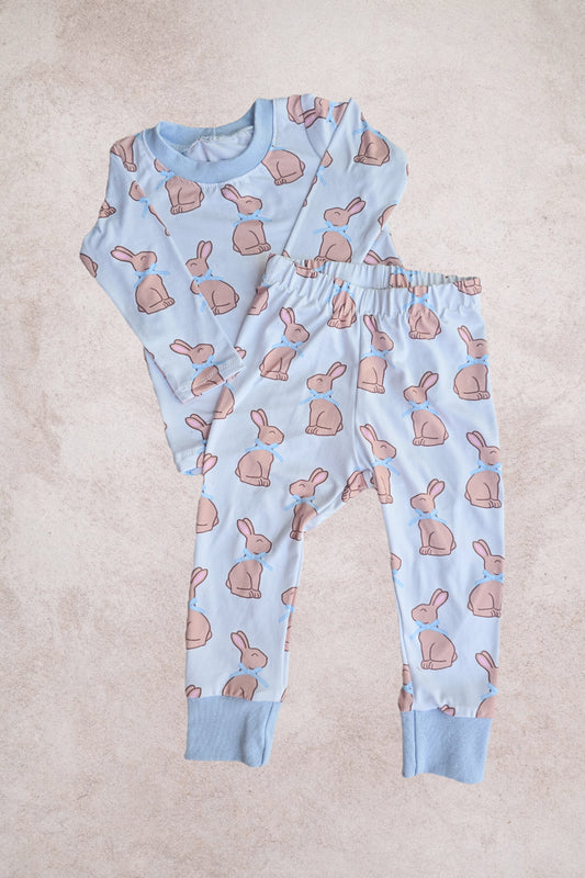 Matching Easter PJ set- Blue Chocolate bunnies