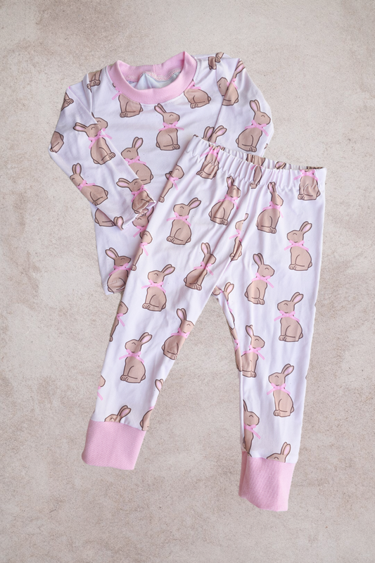 Matching Easter PJ set- Pink Chocolate bunnies
