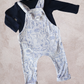Overall romper w Navy Bodysuit/Shirt- Toille Woodlands